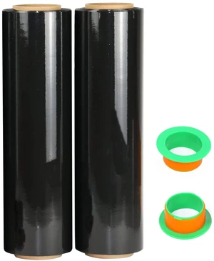 2-Pack Black Stretch Wrap 18" x 1000 Feet 80 Gauge Industrial Strength with Plastic Handle, Plastic Pallet Supplies Durable Self-Adhering for Packing, Moving, Heavy Duty Shrink Film Rolls 2-Pack Black Stretch Wrap 18" x 1000 Feet 80 Gauge Industrial Strength with Plastic Handle, Plastic Pallet Supplies Durable Self-Adhering for Packing, Moving, Heavy Duty Shrink Film Rolls