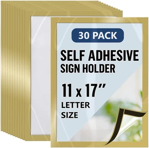30 Pack Magnetic Sign Holder 11 x 17 with Adhesive Back - Gold Magnetics Poster Frame & Magnetic Paper Holder - Reusable Adhesive Frames 11x17 - Magnet Frame for Wall Windows - Magnet Document Holders 30 Pack Magnetic Sign Holder 11 x 17 with Adhesive Back - Gold Magnetics Poster Frame & Magnetic Paper Holder - Reusable Adhesive Frames 11x17 - Magnet Frame for Wall Windows - Magnet Document Holders