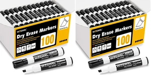 Dry Erase Markers Bulk, Chisel Tip Whiteboard Markers, Low Odor Thick Dry Markers, 100 Black Color for Teachers, Classroom, Office & Home Use (Pack of 2) Dry Erase Markers Bulk, Chisel Tip Whiteboard Markers, Low Odor Thick Dry Markers, 100 Black Color for Teachers, Classroom, Office & Home Use (Pack of 2)
