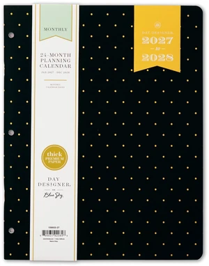 2027 24-Month Monthly Planner Calendar, 8.5"x11", Swiss Dot Black January 2027 - December 2028, Flexible Cover, Stapled Binding, Day Designer 2027 24-Month Monthly Planner Calendar, 8.5"x11", Swiss Dot Black January 2027 - December 2028, Flexible Cover, Stapled Binding, Day Designer
