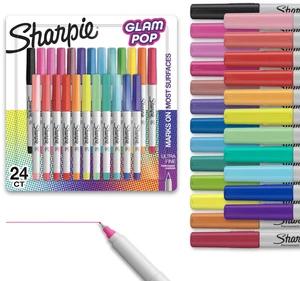 Glam Pop Permanent Markers, Ultra Fine Tip Set, Coloring and Drawing, Resilient Ink, Assorted Colors, 24 Count Glam Pop Permanent Markers, Ultra Fine Tip Set, Coloring and Drawing, Resilient Ink, Assorted Colors, 24 Count