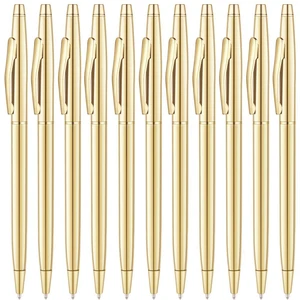 12 Pack Slim Gold Ballpoint Pens Black Ink 1 mm - Black ink, Nice Gift for Business Office Students Teachers Wedding Guest 12 Pack Slim Gold Ballpoint Pens Black Ink 1 mm - Black ink, Nice Gift for Business Office Students Teachers Wedding Guest