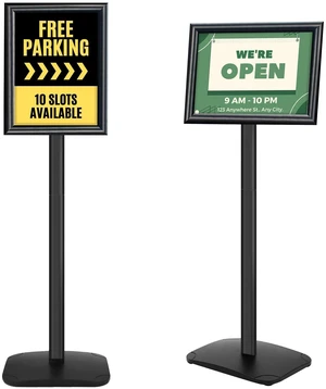 Heavy Duty Pedestal Sign Holder, 8.5 x 11" Floor Standing Sign Holder Adjustable Vertical & Horizontal Sign Stand for Display, Weighted Base for Indoor/Outdoor Advertising, Black, 1Pack Heavy Duty Pedestal Sign Holder, 8.5 x 11" Floor Standing Sign Holder Adjustable Vertical & Horizontal Sign Stand for Display, Weighted Base for Indoor/Outdoor Advertising, Black, 1Pack