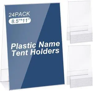24 Pack Clear Name Tent Holders Desk Sign, 8.5" X 11", 24 Pcs PVC Plastic Stands for Office Meeting Room, Blank Display Business Desk Table, Double-sided Acrylic Sign Holder 24 Pack Clear Name Tent Holders Desk Sign, 8.5" X 11", 24 Pcs PVC Plastic Stands for Office Meeting Room, Blank Display Business Desk Table, Double-sided Acrylic Sign Holder