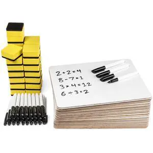 30 Mini Dry Erase Boards, 9 x 12, Markers and Erasers Single Sided Lapboards, Small Whiteboards, Includes 30 Markers and 30 Erasers, for Students, Classroom, and Groups 30 Mini Dry Erase Boards, 9 x 12, Markers and Erasers Single Sided Lapboards, Small Whiteboards, Includes 30 Markers and 30 Erasers, for Students, Classroom, and Groups