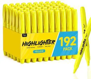 192 Pack Highlighters, Yellow, Value Bulk Pack, Chisel Tip Markers with Smooth Quick-Drying Ink, Broad & Precise Lines for Notes, Suitable for School, Office, and Daily Use 192 Pack Highlighters, Yellow, Value Bulk Pack, Chisel Tip Markers with Smooth Quick-Drying Ink, Broad & Precise Lines for Notes, Suitable for School, Office, and Daily Use