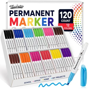 Permanent Markers Bulk, 120 Pack Fine Point Markers in 12 Assorted Colors Quick Dry Waterproof Markers for Plastic, Glass, Wood & Metal, Back to School Supplies Office Home Warehouse Permanent Markers Bulk, 120 Pack Fine Point Markers in 12 Assorted Colors Quick Dry Waterproof Markers for Plastic, Glass, Wood & Metal, Back to School Supplies Office Home Warehouse