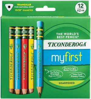 My First Short Triangular Wood-Cased Pencils, #2 HB Soft With Erasers, Primary Colors, 12 Count, Easy To Hold, For Small Hands My First Short Triangular Wood-Cased Pencils, #2 HB Soft With Erasers, Primary Colors, 12 Count, Easy To Hold, For Small Hands