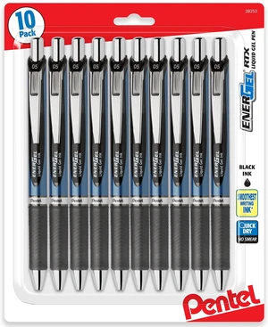 Energel 0.5 mm, Black Needle Tip Pens - Rtx Retractable Pack of 10 Pens Energel 0.5 mm, Black Needle Tip Pens - Rtx Retractable Pack of 10 Pens