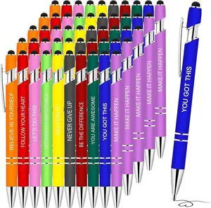 50 PCS Inspirational Pens Bulk with Stylus Tip Gifts Black Ink Motivational Ballpoint Ink Pen Gifts for Women Teacher Students Coworkers Office Supplies 50 PCS Inspirational Pens Bulk with Stylus Tip Gifts Black Ink Motivational Ballpoint Ink Pen Gifts for Women Teacher Students Coworkers Office Supplies