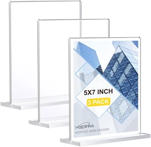 3Pack Acrylic Sign Holder 5 x 7 Inch, Business & Store Sign Holders Vertical Double-Sided Acrylic Stands for Vendor Booth Display Items, Restaurants, Office, Store 3Pack Acrylic Sign Holder 5 x 7 Inch, Business & Store Sign Holders Vertical Double-Sided Acrylic Stands for Vendor Booth Display Items, Restaurants, Office, Store