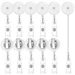 30 Pack Retractable Badge Reels with Swivel Alligator Clip, Clear retractable badge reels, ABS shell, 360° clip, holds badges, keys and ID cards for nurses, teachers and office use 30 Pack Retractable Badge Reels with Swivel Alligator Clip, Clear retractable badge reels, ABS shell, 360° clip, holds badges, keys and ID cards for nurses, teachers and office use