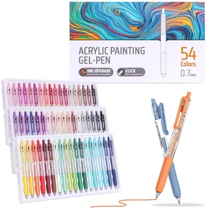 Acrylic Gel Pens for Coloring, 54 Colors Retractable Colored Pens 0.7mm Tip, Premium Gift Box Set, Perfect for Coloring, Writing, Drawing, Journaling, Note Taking, Black & White Paper Acrylic Gel Pens for Coloring, 54 Colors Retractable Colored Pens 0.7mm Tip, Premium Gift Box Set, Perfect for Coloring, Writing, Drawing, Journaling, Note Taking, Black & White Paper
