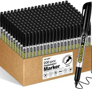 Black Permanent Markers Bulk, 200 Pack Fine Point, Waterproof Smooth 1s Quick Drying, Long-Lasting, Ideal for Office, School, Warehouse, Business, Logistics, Use on Paper Plastic Metal Cardboard Black Permanent Markers Bulk, 200 Pack Fine Point, Waterproof Smooth 1s Quick Drying, Long-Lasting, Ideal for Office, School, Warehouse, Business, Logistics, Use on Paper Plastic Metal Cardboard