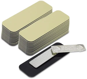 Brushed Gold Name Tag Blanks 25 Pack, 1" x 3", Round Corners, Durable Plastic Engravable Badges with Magnetic Backing Badges Brushed Gold Name Tag Blanks 25 Pack, 1" x 3", Round Corners, Durable Plastic Engravable Badges with Magnetic Backing Badges