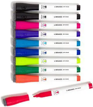 Fine Tip Dry Erase Markers with Eraser, Low Odor Whiteboard Markers Fine Tip, Assorted Bright Colors, Set of 10 Fine Tip Dry Erase Markers with Eraser, Low Odor Whiteboard Markers Fine Tip, Assorted Bright Colors, Set of 10