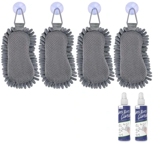 Microfiber Shag Eraser with Cleaner, Washable Dry Erase Eraser Grey, 4 Pack, Soft Shag Material, Strong Cleaning, Suction Cup Storage, Reusable & Durable, 3.4 fl oz Whiteboard Cleaner Microfiber Shag Eraser with Cleaner, Washable Dry Erase Eraser Grey, 4 Pack, Soft Shag Material, Strong Cleaning, Suction Cup Storage, Reusable & Durable, 3.4 fl oz Whiteboard Cleaner