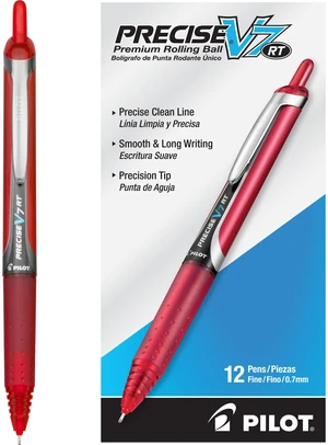 Precise V7 RT Liquid Ink Rollerball Pens, Red Ink Pens, 12-Pack Precise V7 RT Liquid Ink Rollerball Pens, Red Ink Pens, 12-Pack