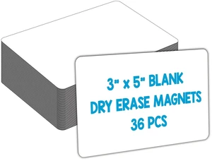 Dry Erase Magnets, Blank Magnetic Dry Erase Lables, 36Pack, 3" x 5" Erasable Magnets for Whiteboard, Multipurpose White Magnetic Labels to Write On, For Classroom, Home, Education, Office Dry Erase Magnets, Blank Magnetic Dry Erase Lables, 36Pack, 3" x 5" Erasable Magnets for Whiteboard, Multipurpose White Magnetic Labels to Write On, For Classroom, Home, Education, Office