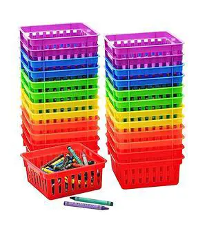 24 Pack Small Classroom Storage Baskets, Pack Bulk, Square 4.5" Sturdy Plastic Colorful Crayon & Pencil Container, Organizer Bins for Desk for Classrooms Supplies, Office, Toy Storage 24 Pack Small Classroom Storage Baskets, Pack Bulk, Square 4.5" Sturdy Plastic Colorful Crayon & Pencil Container, Organizer Bins for Desk for Classrooms Supplies, Office, Toy Storage