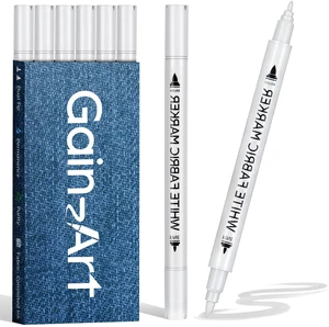 6PCS White Fabric Marker for Dark Clothes, Wash-Resistant, No Bleed, Quick Dry Professional Dual Tip Pen, Permanent Paint for Clothing, Canvas Cover Stains, DIY Art Crafting 6PCS White Fabric Marker for Dark Clothes, Wash-Resistant, No Bleed, Quick Dry Professional Dual Tip Pen, Permanent Paint for Clothing, Canvas Cover Stains, DIY Art Crafting