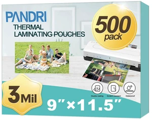 500 Pack Clear Thermal Laminating Sheets, 9 x 11.5-Inch, 3 Mil Plastic Laminator Sheet, Fits 8.5 x 11 inch Paper Size, Clear, Round Corner, Thermal Laminator Compatible 500 Pack Clear Thermal Laminating Sheets, 9 x 11.5-Inch, 3 Mil Plastic Laminator Sheet, Fits 8.5 x 11 inch Paper Size, Clear, Round Corner, Thermal Laminator Compatible