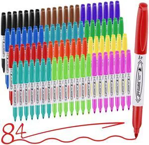 12 Colors Permanent Markers 84 Pack colored marker sets, Assorted Colors MarkerFine Point Permanent Markers Bulk, Fast Dry, Waterproof, work on Plastic, Glass, Metal, Wood and Stone 12 Colors Permanent Markers 84 Pack colored marker sets, Assorted Colors MarkerFine Point Permanent Markers Bulk, Fast Dry, Waterproof, work on Plastic, Glass, Metal, Wood and Stone