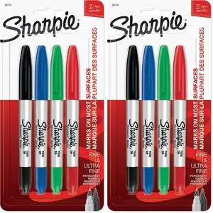 32174PP Twin Tip Permanent Markers, Fine and Ultra Fine, Assorted Colors, 4 Count (Pack of 2) 32174PP Twin Tip Permanent Markers, Fine and Ultra Fine, Assorted Colors, 4 Count (Pack of 2)