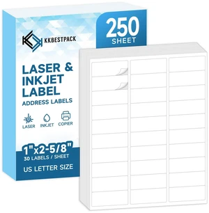 Address Labels for Printer 7500 Labels - 1" x 2-5/8", Mailing, Storage & Pantry Organization, Laser/Inkjet Compatible, 30 Per Page, 250 Sheets Address Labels for Printer 7500 Labels - 1" x 2-5/8", Mailing, Storage & Pantry Organization, Laser/Inkjet Compatible, 30 Per Page, 250 Sheets
