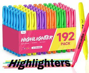 192 Pack Highlighters, 6 Assorted Colors, Value Bulk Pack, Chisel Tip Markers with Smooth Quick-Drying Ink, Broad & Precise Lines for Notes, Suitable for School, Office, and Daily Use 192 Pack Highlighters, 6 Assorted Colors, Value Bulk Pack, Chisel Tip Markers with Smooth Quick-Drying Ink, Broad & Precise Lines for Notes, Suitable for School, Office, and Daily Use