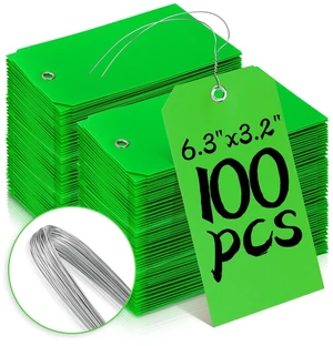 100 Pcs Tags with Wire Shipping Tags with String Write On Stacking Service for Equipment Inventory Storage Parts Valve Car (Green, 6 1/4" x 3 1/8") 100 Pcs Tags with Wire Shipping Tags with String Write On Stacking Service for Equipment Inventory Storage Parts Valve Car (Green, 6 1/4" x 3 1/8")