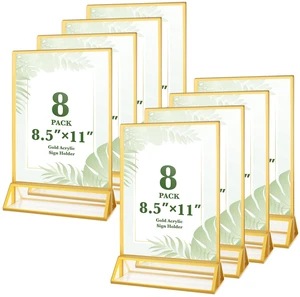 8 Pack 8.5×11 Gold Acrylic Sign Holders, Menu Flyer Holder Double Sided Vertical Stand Clear Picture Frame Stands for Wedding Table Numbers, Restaurant Signs, Party and Office Photos 8 Pack 8.5×11 Gold Acrylic Sign Holders, Menu Flyer Holder Double Sided Vertical Stand Clear Picture Frame Stands for Wedding Table Numbers, Restaurant Signs, Party and Office Photos