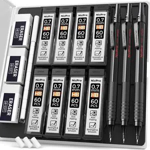 Mechanical Pencils 0.7mm in Case, 3 Pack Metal Pencils Set, Black 480PCS HB Lead Refills, 3 Erasers, 9 Eraser Refills, Anti-slip Grip, Art Sketching Pencil for Writing Drawing Drafting Mechanical Pencils 0.7mm in Case, 3 Pack Metal Pencils Set, Black 480PCS HB Lead Refills, 3 Erasers, 9 Eraser Refills, Anti-slip Grip, Art Sketching Pencil for Writing Drawing Drafting