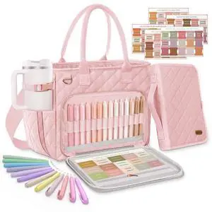 Large Bible Bag with Bible Cover Case for Women, Quilted Bible Tote Bag Church Bag Bible Carrying Case with Study Supplies & Shoulder Strap, Christian Bible Gifts for Women Teacher Mom, Light Pink Large Bible Bag with Bible Cover Case for Women, Quilted Bible Tote Bag Church Bag Bible Carrying Case with Study Supplies & Shoulder Strap, Christian Bible Gifts for Women Teacher Mom, Light Pink