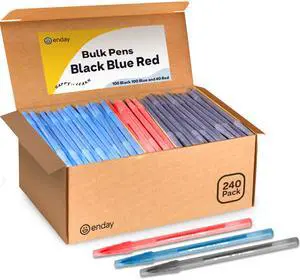 Pens Ballpoint, Long Lasting Ink Pens Bulk 240 Pack (100 Black, 100 Blue & 40 Red), Smooth and Consistent Writing Pens, Medium Point (1.0mm) Flexible Round Barrel for Writing Comfort Pens Ballpoint, Long Lasting Ink Pens Bulk 240 Pack (100 Black, 100 Blue & 40 Red), Smooth and Consistent Writing Pens, Medium Point (1.0mm) Flexible Round Barrel for Writing Comfort