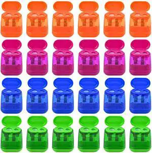 24Pcs Pencil Sharpener Manual, Assorted Color Small Dual Hole Pencil Sharpeners Bulk with Lid for School Office Home (Geometry-24) 24Pcs Pencil Sharpener Manual, Assorted Color Small Dual Hole Pencil Sharpeners Bulk with Lid for School Office Home (Geometry-24)