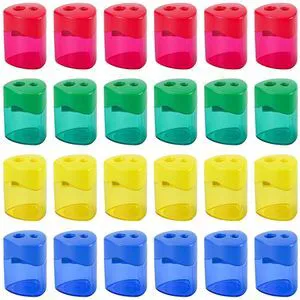 24Pcs Pencil Sharpener Manual, Assorted Color Small Dual Hole Pencil Sharpeners Bulk with Lid for School Office Home (Triangle-24) 24Pcs Pencil Sharpener Manual, Assorted Color Small Dual Hole Pencil Sharpeners Bulk with Lid for School Office Home (Triangle-24)