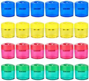 24Pcs Pencil Sharpener Manual, Assorted Color Small Dual Hole Pencil Sharpeners Bulk with Lid for School Office Home (Oval-24) 24Pcs Pencil Sharpener Manual, Assorted Color Small Dual Hole Pencil Sharpeners Bulk with Lid for School Office Home (Oval-24)
