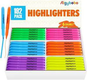 192 Pack Highlighters, Highlighters Bulk in 6 Assorted Colors, No Bleed Dry-Quickly, Chisel Tip, School Office Supplies, Classroom Teachers Must Haves, Highlighter Markers for Kids Adults 192 Pack Highlighters, Highlighters Bulk in 6 Assorted Colors, No Bleed Dry-Quickly, Chisel Tip, School Office Supplies, Classroom Teachers Must Haves, Highlighter Markers for Kids Adults