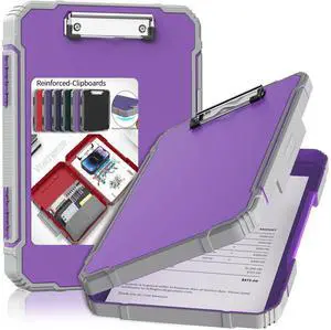 Clipboard, Clipboard with Storage, Heavy Duty Clip Boards 8.5x11, Protective Over Molded Edge, Plastic Clipboards, Contractor Folder with Internal Pen Pouch for Driver (Light Purple) Clipboard, Clipboard with Storage, Heavy Duty Clip Boards 8.5x11, Protective Over Molded Edge, Plastic Clipboards, Contractor Folder with Internal Pen Pouch for Driver (Light Purple)