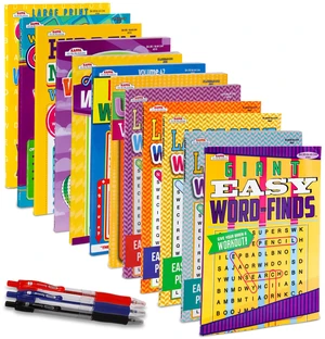 12-Pack 1000+ Large WordSearch Puzzle Books for Adults, Aging Seniors Brain Stimulation Giant Print Words Activity Books (Pack Bulk), Paperback - 8x10 12-Pack 1000+ Large WordSearch Puzzle Books for Adults, Aging Seniors Brain Stimulation Giant Print Words Activity Books (Pack Bulk), Paperback - 8x10