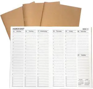 A5 Planner Jul 2026 - Dec 2027, Travelers Notebook Inserts, Travelers Notebook Calendar, Vertical Design Weekly and Monthly Calendar, 100gsm Paper, 8.3 x 5.5 in, Set of 3 A5 Planner Jul 2026 - Dec 2027, Travelers Notebook Inserts, Travelers Notebook Calendar, Vertical Design Weekly and Monthly Calendar, 100gsm Paper, 8.3 x 5.5 in, Set of 3