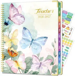 Teacher Planner 2026-2027, Lesson Plan Book for Teachers 8.5"x11" July 2026-June 2027 Academic Year, Teacher Calendar with 14 Checklists & Gold Corners for Classroom & Homeschool, Butterfly Teacher Planner 2026-2027, Lesson Plan Book for Teachers 8.5"x11" July 2026-June 2027 Academic Year, Teacher Calendar with 14 Checklists & Gold Corners for Classroom & Homeschool, Butterfly