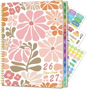 Teacher Planner 2026-2027 Academic Year, Lesson Plan Book 8.5"x11" July 2026-June 2027, Teacher Calendar with 14 Checklists & Gold Corners for Homeschool & Classroom Organization, Pink Teacher Planner 2026-2027 Academic Year, Lesson Plan Book 8.5"x11" July 2026-June 2027, Teacher Calendar with 14 Checklists & Gold Corners for Homeschool & Classroom Organization, Pink
