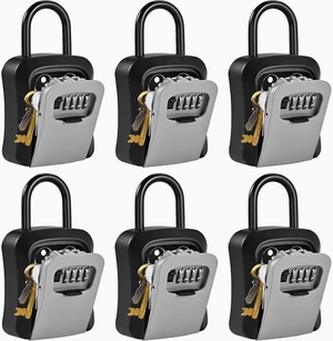6 PCS L Large Key Lock Box, Combination Lockbox for Keys Outdoor 4.5x3.7x1.5 Waterproof Kirsite Portable Key Lock Box Wall Mount with Code (L Size, Gray) 6 PCS L Large Key Lock Box, Combination Lockbox for Keys Outdoor 4.5x3.7x1.5 Waterproof Kirsite Portable Key Lock Box Wall Mount with Code (L Size, Gray)