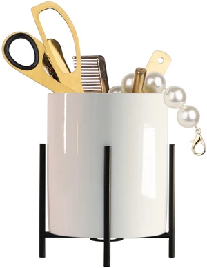 Black Pencil Cup Sturdy Metal Frame with White Ceramic Pen Holder For Desks and Kitchen Appliance holders Black Pencil Cup Sturdy Metal Frame with White Ceramic Pen Holder For Desks and Kitchen Appliance holders