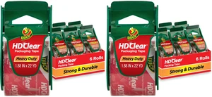 HD Clear Packing Tape with Dispensers - 6 Rolls of Strong Heavy Duty Packing Tape for Shipping and Moving,Boxes and Packaging - 1.88 in. x 22.2 Yards - 1.5" Core - Clear (287732),(Pack of 2) HD Clear Packing Tape with Dispensers - 6 Rolls of Strong Heavy Duty Packing Tape for Shipping and Moving,Boxes and Packaging - 1.88 in. x 22.2 Yards - 1.5" Core - Clear (287732),(Pack of 2)