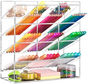 Acrylic Vertical Marker Organizer for 150 Markers, Desk Orgaizer 13 Compartments Clear Angled Pen & Pencil Holder, Large Stationery & Art Supply Storage for School (10.2 x 9.8 x 4 Inch) Acrylic Vertical Marker Organizer for 150 Markers, Desk Orgaizer 13 Compartments Clear Angled Pen & Pencil Holder, Large Stationery & Art Supply Storage for School (10.2 x 9.8 x 4 Inch)