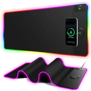 XL RGB LED Gaming Mouse Pad with 15W Magnetic Wireless Charging 31.5'' x 11.8'' Large Desk Mat, 24 Lighting Effects Keyboard Pad with Non-Slip Rubber Base, Waterproof Easy Gliding Surface XL RGB LED Gaming Mouse Pad with 15W Magnetic Wireless Charging 31.5'' x 11.8'' Large Desk Mat, 24 Lighting Effects Keyboard Pad with Non-Slip Rubber Base, Waterproof Easy Gliding Surface