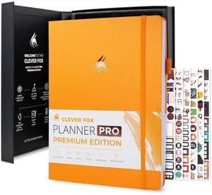 Planner PRO Premium, Undated Weekly, Daily, Budget, Amber Yellow 8.5x11" Not dated, Eco leather hardcover, box, stickers, Detailed vision & goal setter, Weekly pages & Monthly calendars Planner PRO Premium, Undated Weekly, Daily, Budget, Amber Yellow 8.5x11" Not dated, Eco leather hardcover, box, stickers, Detailed vision & goal setter, Weekly pages & Monthly calendars